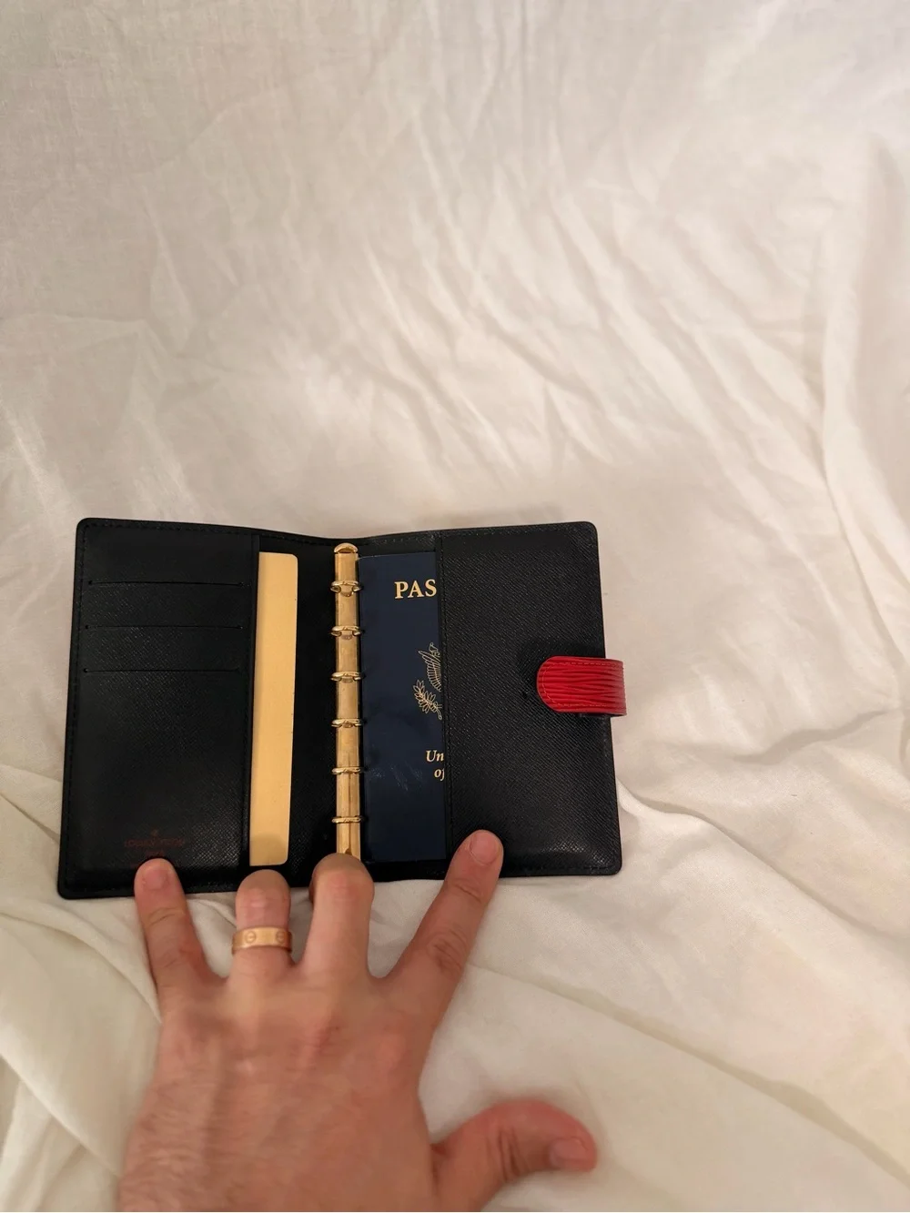 Louis Vuitton Red and Black Leather passport holder,contact and card holder